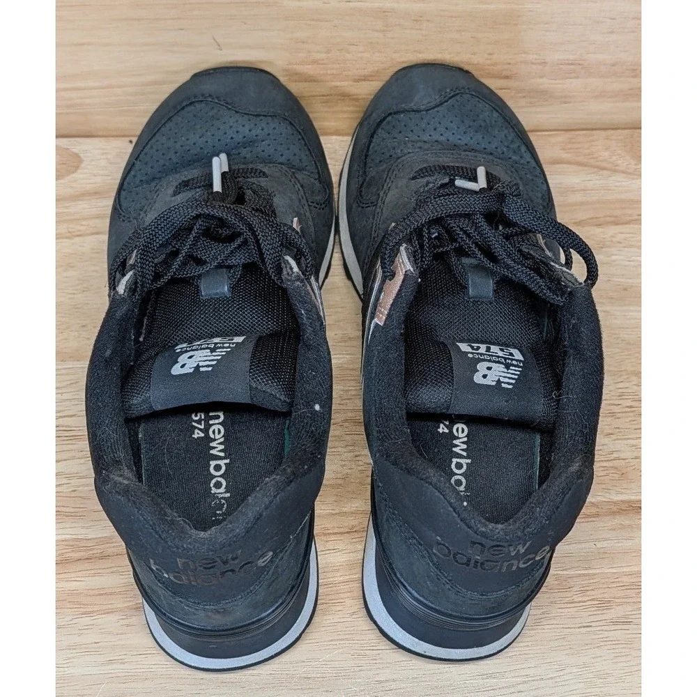 New Balance 574 Womens Black Rose Gold Suede Sneakers WL574NBK Size 6.5